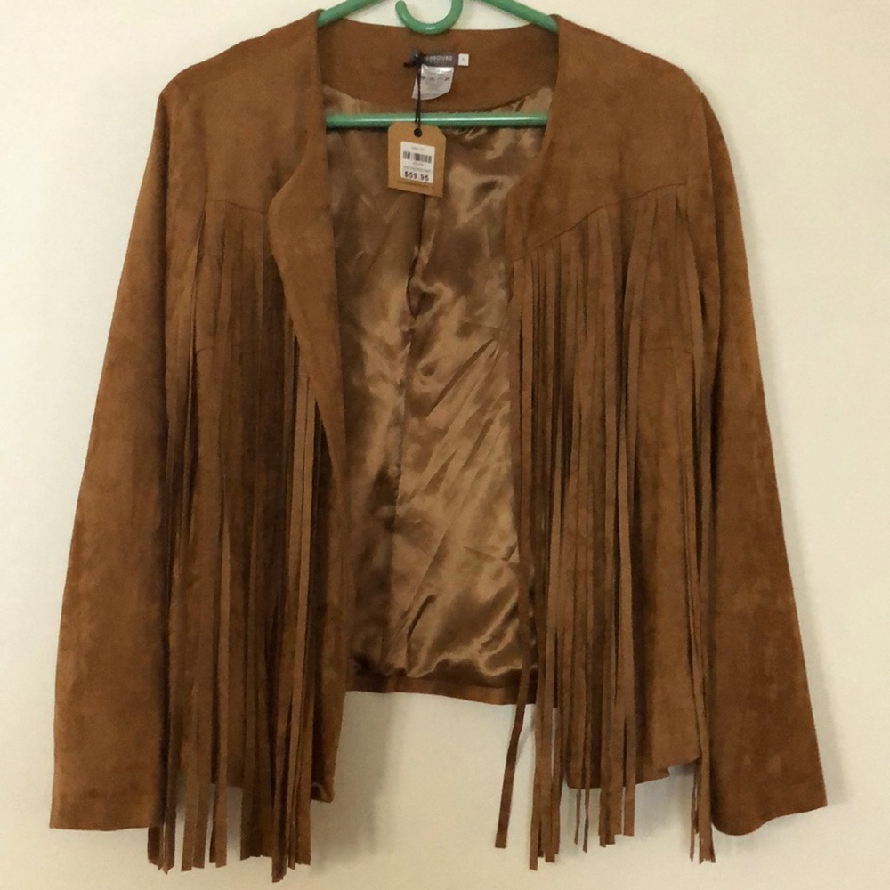 NWT Faux Suede L Brown Boho Jacket with lining